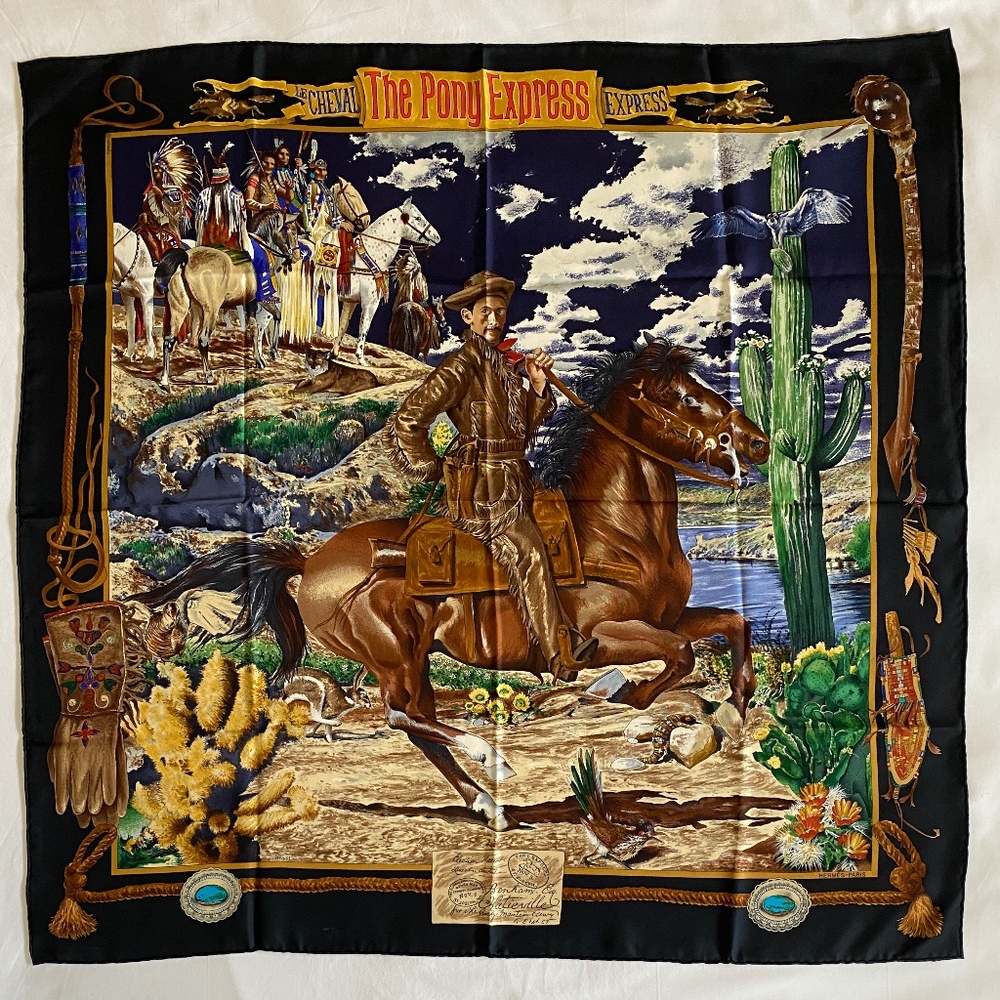Hermes Silk Scarf "The Pony Express" Design